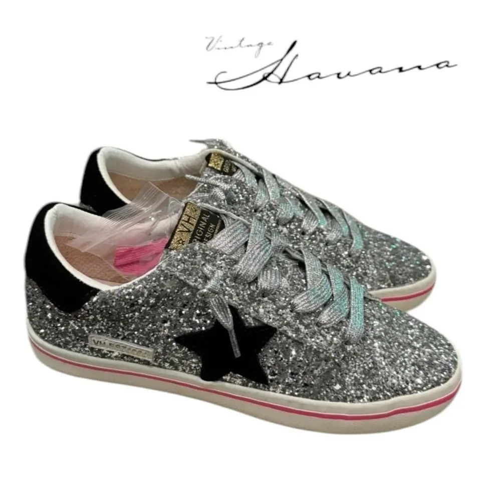 New Vintage Havana Flair 6 Silver Glitter Women's Shoes Sneakers 8